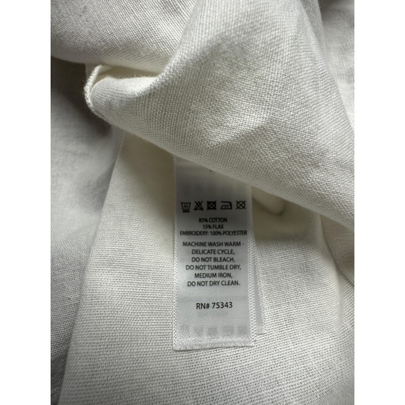 Calypso St. Barth Blouse Womens Medium White Embroidered Floral Boho Tunic Top - Picture 5 of 7